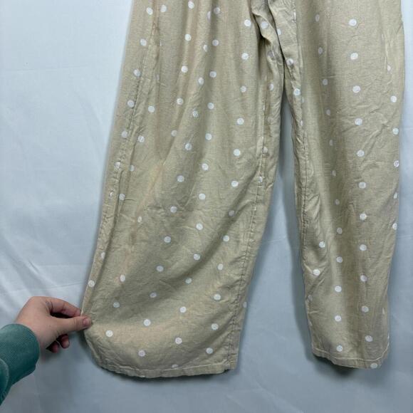 Old Navy Cropped Twist-Front Smocked Polka Dot Linen Blend Jumpsuit (M) - Picture 5 of 8